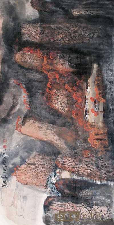 蔡天雄 金秋图 镜心 137×70cm